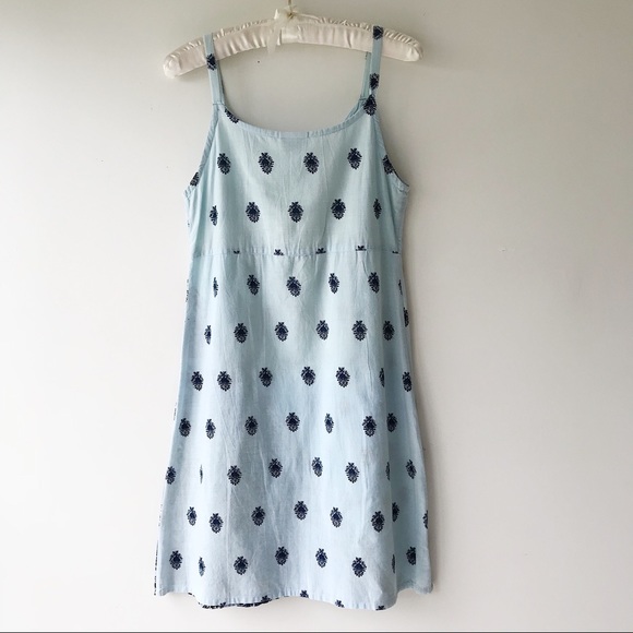 Blue print empire waist batik print summer dress v neck spaghetti strap - Picture 3 of 7